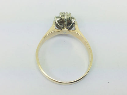 10k Yellow Gold Round Cut 5pt Genuine Ruby July Birthstone & 18pt Diamond Halo Ring