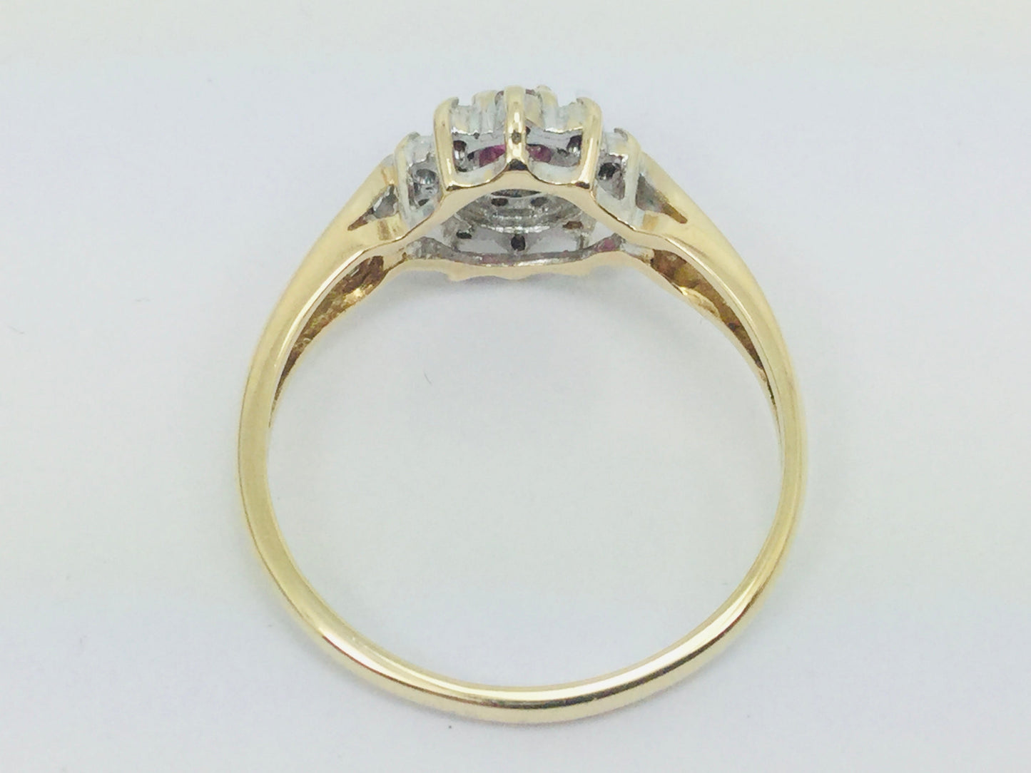 10k Yellow Gold Round Cut 16pt Genuine Ruby July Birthstone & 10pt Diamond Halo Ring