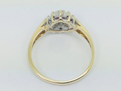 10k Yellow Gold Round Cut 16pt Genuine Ruby July Birthstone & 10pt Diamond Halo Ring