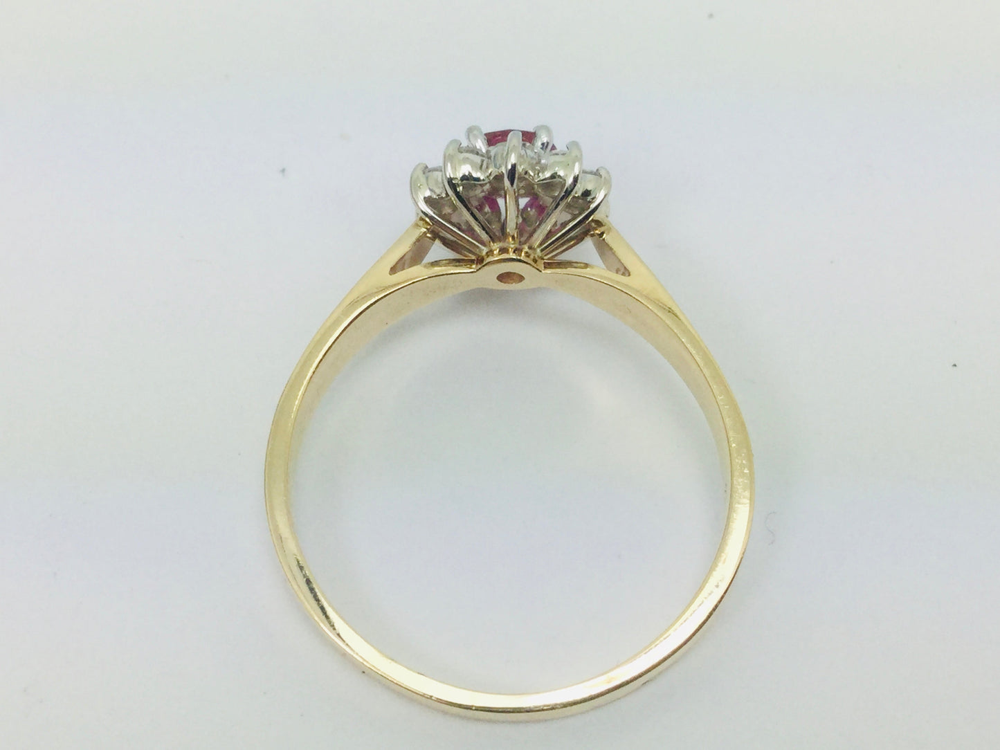 14k Yellow Gold Oval Cut 40pt Genuine Ruby July Birthstone & 25pt Diamond Halo Ring