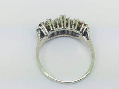 14k White Gold Round Cut 40pt Genuine Ruby July Birthstone & 24pt Diamond Halo Flower Ring