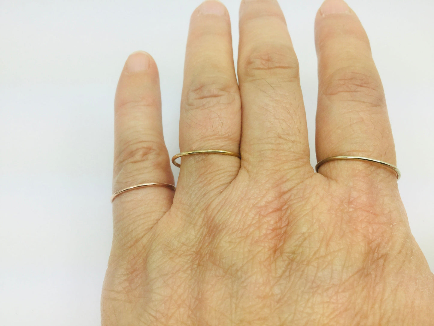 10k Solid Yellow, Rose, or White Gold 1mm Stackable Band Rings