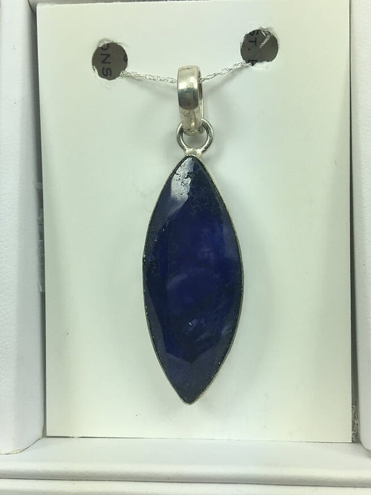 Genuine Blue Marquise Gemstone on Silver Chain
