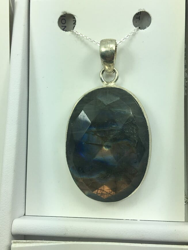 Genuine Labradorite Gemstone On A Silver Chain