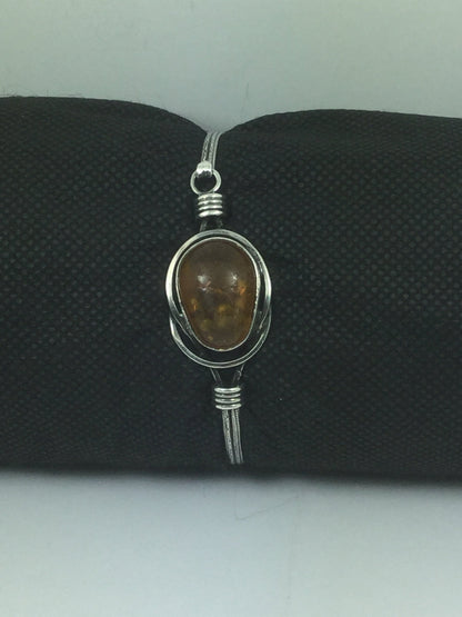 Solid Sterling Silver & Genuine Amber Bangle