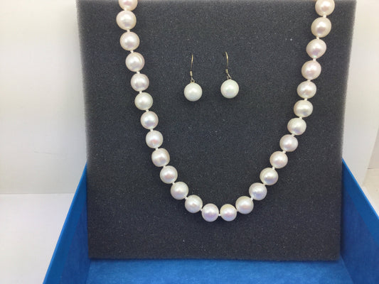 Fresh Water Pearls 10 mm Sterling Silver Necklace