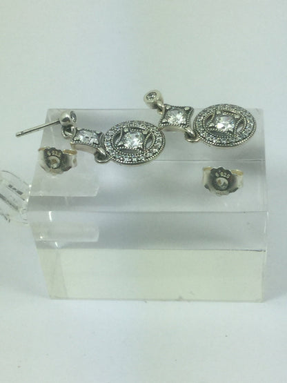 Pandora Allure Silver And Cubic Zirconia Drop Earrings