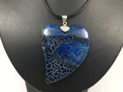 Genuine Gemstone Heart Shaped Agate On Leather Cord Adjustable Silver Lobster Claw