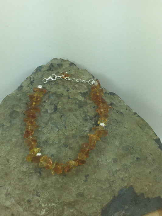Adjustable Sterling Silver Genuine Gemstone Bracelet with Citrine / Yellow Quartz ( Happiness Positivity Abundance The Merchant Stone )