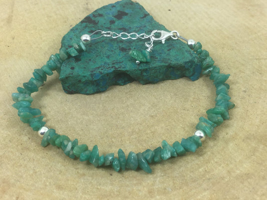 Adjustable Sterling Silver Genuine Gemstone Bracelet With Russian  Amazonite
