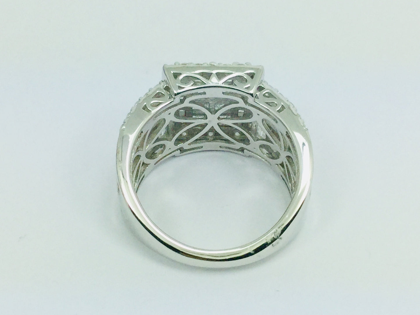 Rhodium Plated Sterling Silver Square Face CZ Ring