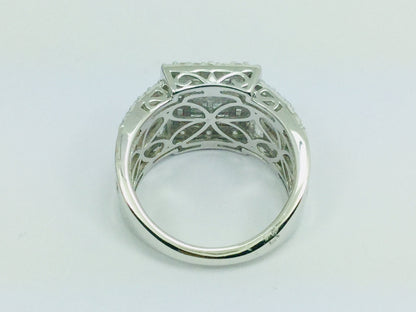 Rhodium Plated Sterling Silver Square Face CZ Ring