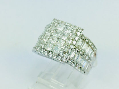 Rhodium Plated Sterling Silver Square Face CZ Ring